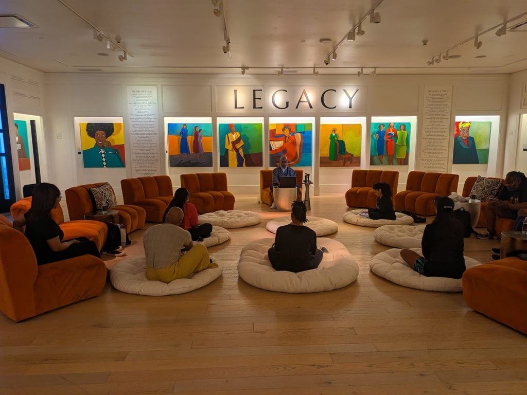 Community meditation circle at the Legacy exhibit